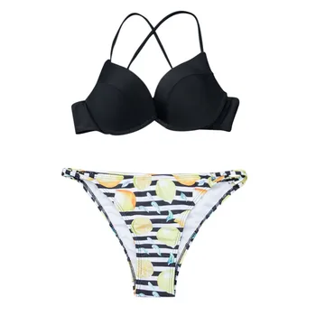 

Womail Women Sexy Striped Push-Up Padded Bra Beach Halter Bikini Set Swimwear separate female swimsuit biquinis feminino 2019
