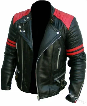 

New European and American men's motorcycle large size leather jacket jacket color zipper stand collar fashion jacket men