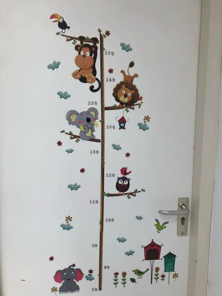 Si Di Ke милые Мультяшные животные измерительные настенные наклейки для детской комнаты гостиной украшения для детской комнаты