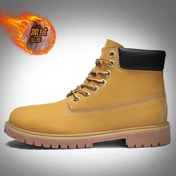 

2020 Autumn/Winter Work Shoes for Men Yellow Youth Fashion Men Shoes Inside Fur Men Large Size Boots Good Quality Casual Boots