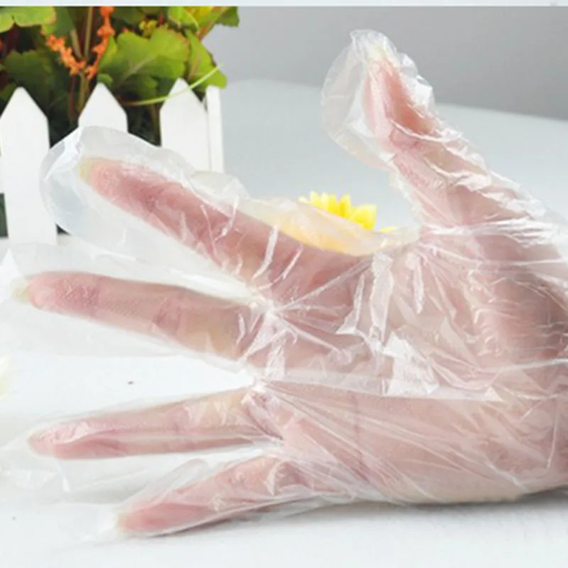 100/Set Hot Sale Disposable PE Garden Home Restaurant BBQ Plastic Multifuction Gloves E2S перчатки одноразовые Gants Jetabl