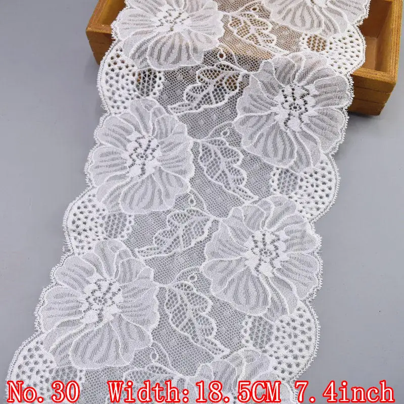 Эластичная белая кружевная лента последняя нигерийская африканская кружевная ткань швейная вышитая кружевная отделка свадебное платье аксессуары для одежды - Цвет: No30  18.5CM 7.4inch