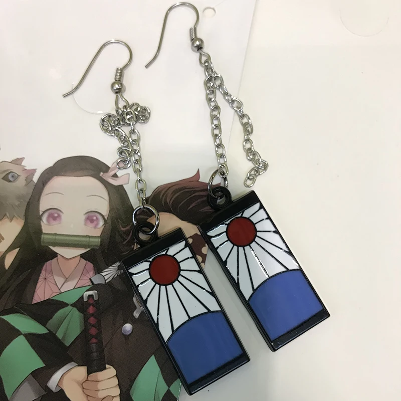 Серьги подвески из металлического сплава Kimetsu no Yaiba Kamado Tanjirou модные подарочные
