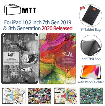 

MTT Tablet Case For iPad 10.2 inch 7th 8th Generation 2020 Soft TPU +PU Leather Flip Stand Smart Cover Funda With Pencil Holder