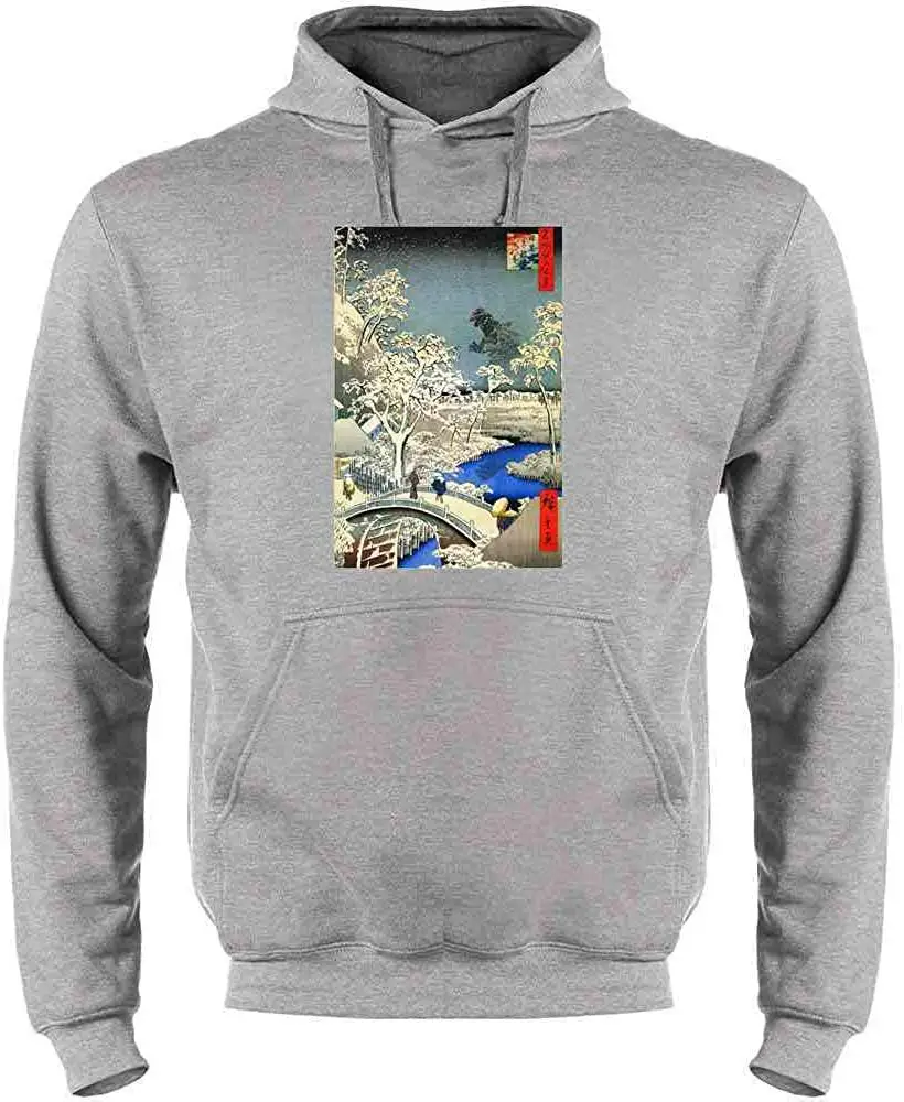 Kaiju at Meguro Drum Bridge Utagawa Hiroshige арт-толстовка с капюшоном для мужчин и женщин, толстовка с капюшоном