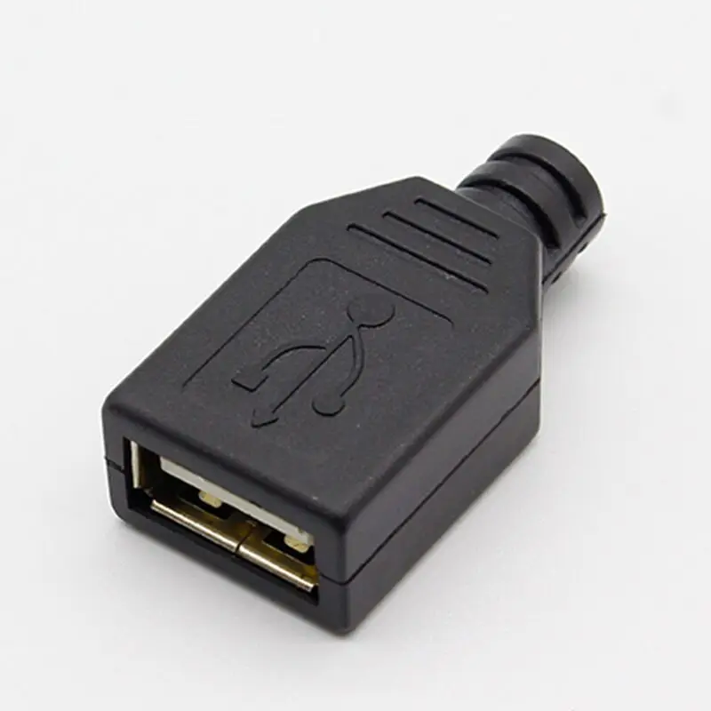 

USB New 10pcs Type A Female USB 4 Pin Plug Socket Connector With Black Plastic Cover
