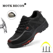 MOTK BECON строительные защитные ботинки для мужчин размера плюс, рабочие ботинки со стальным носком, походные дышащие кроссовки 539
