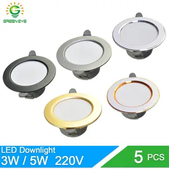 

5Pcs downlight led 3w 5w 3000k 4500K 6000K led Downlight AC 220V ceiling downlight Kitchen living room Indoor recessed downlight