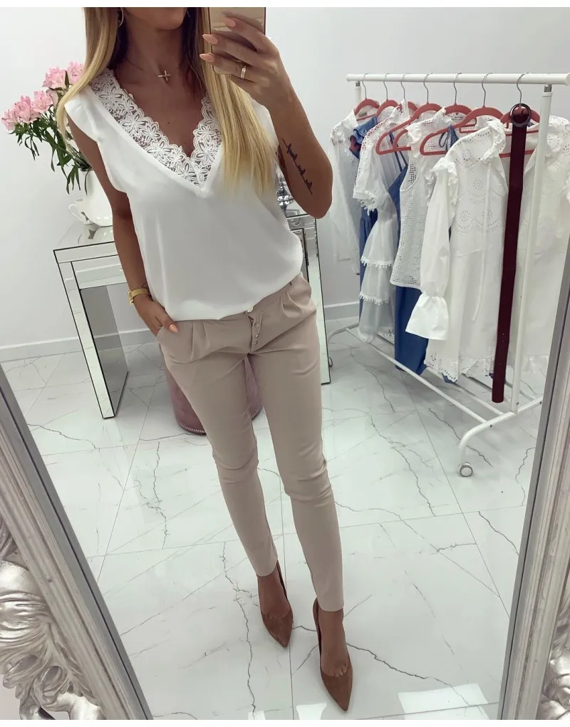 Summer Casual Sexy Women Ladies T-Shirts Sleeveless V-Neck Lace Solid Tops Loose Backless Blouse Tanks Size S/M/L/XL