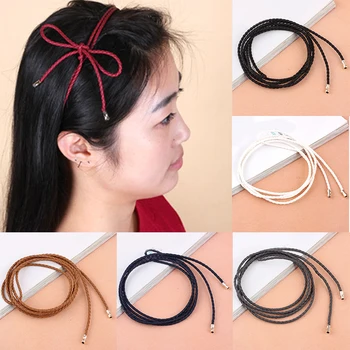 

Braided Belt Ultra-thin Waist Chain Woven Knotted Straps PU Leather Women Waist Rope Alloy Pendant Solid Color Adult Waist Belt