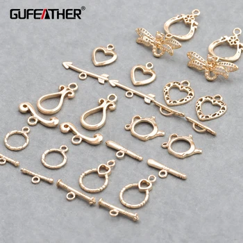 

GUFEATHER M748,jewelry accessories,18k gold plated,0.3 microns,connector,clasps,jewelry making,diy bracelet necklace,10pcs/lot