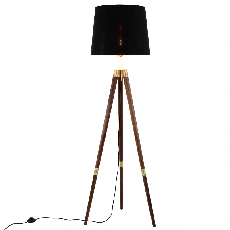 

New Arrival Copper Floor Lamps European-style cloth art parlor bedroom stand lamp simple luxury black shade E27 lighting fixture