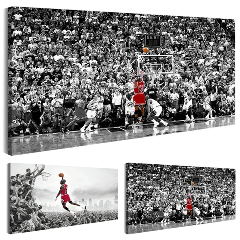 Спортивные абстрактное искусство на холсте картина плакат Fly Dunk Баскетбол