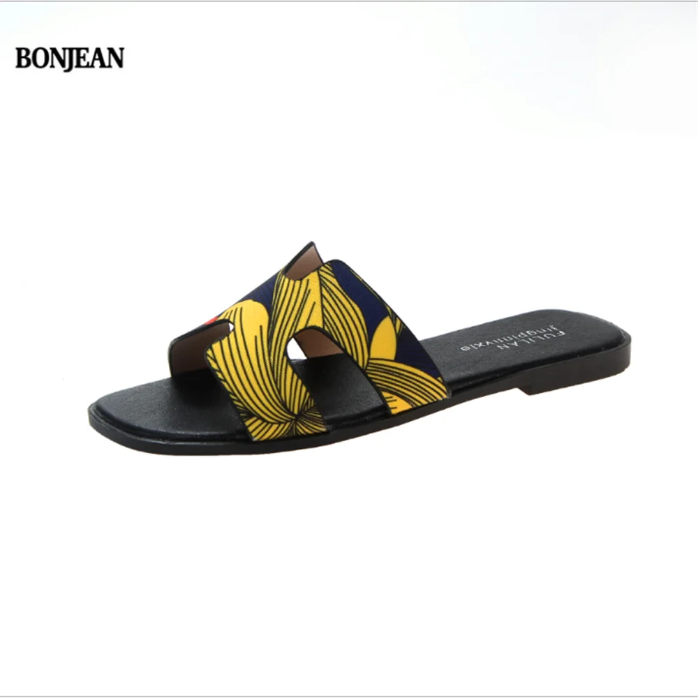 BONJEAN/Новинка лета г.; модный тренд для женщин; вьетнамки на плоской подошве с граффити на пляже