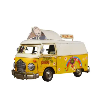 

British Style Bus Vintage Creative Wrought Iron Ice Cream Car Gift Art Crafts for Office Home
