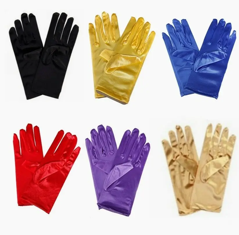 

Wedding Party Prom Solid Color Gloves Evening Short Satin Elastic Unisize 2022