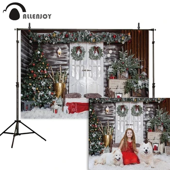 

Allenjoy Christmas Winter Snow Background Photography New Year Vintage Wooden Photophone Studio Backdrop Photocall Photozone