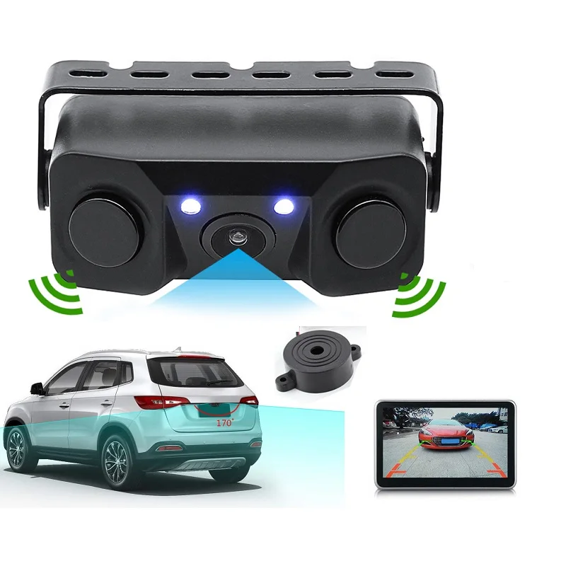 

3in1 Backup Camera Kits Parking sensor Rear View Camera Auto Parktronic LED Car Parking Radar Reverse Parktronic with 2 Sensors
