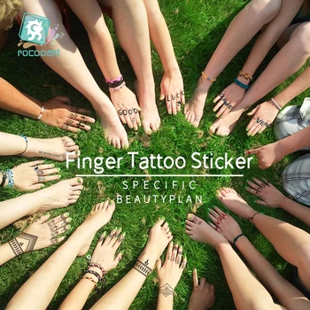 

Rocooart finger Temporary Fake Body Taty for Party Gift on Hand Finger Foot Simple Black Line Design For Female Tattoo Sticker