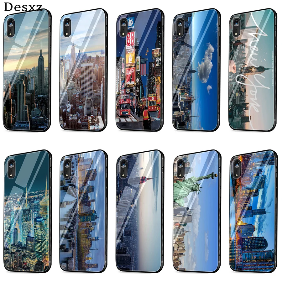 Desxz NYC NEW YORK City Landscape Glass Case Phone For iPhone 5 5s SE 6 6s 7 8 Plus XR X XS Max Cover Protection |