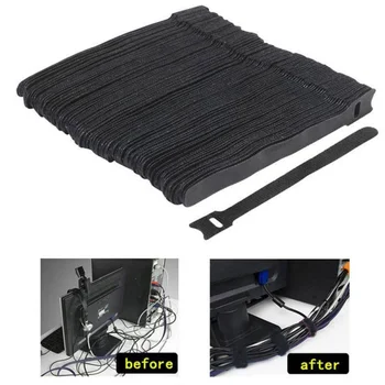 

50PCS 12*150 mm T-type Cable Tie Reusable Factory Direct Wire Storage Cable Computer Data Cable Power Cable Tie with Hole