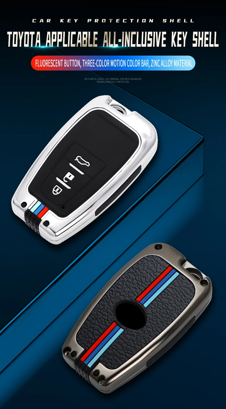 Copertura della cassa chiave a distanza dell'automobile in lega di zinco per Toyota Prius Camry Corolla CHR RAV4 Land Cruiser Prado Protector Shell Fob accessori - H6904f73640294b33b8112bfd6726c29ef