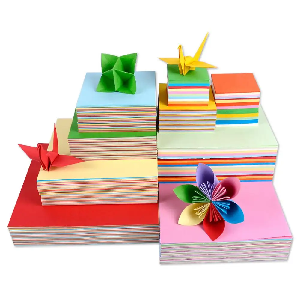 100 шт Красочные прочные квадратные оригами бумаги Двухсторонние цветные DIY сложенный инструмент для бумажных изделий хороший образовательный подарок для детей