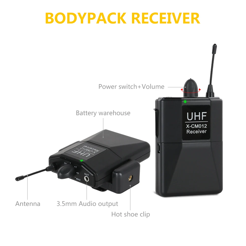 XTUGA X CM012 UHF двойной беспроводной петличный микрофон для камеры УВЧ лацканов с 16