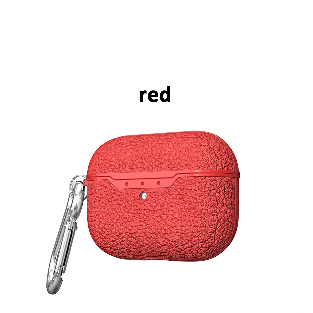 red Litchi защитный чехол для AirPods Pro, чехол для наушников, зарядная коробка с подвесным кольцом, аксессуар для гарнитуры - Цвет: red