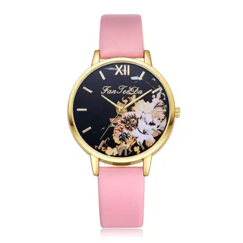 

Classic Classic Luxury Flowers Pattern Leather Strap Dial Cheap Women Quartz Watch Girls Women Valentine Lover Simple Gifts 2018