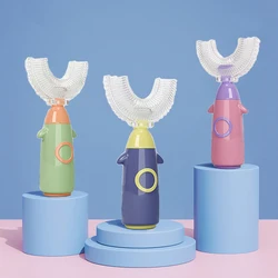 Cepillo de dientes en forma de U para niños, cuidado Dental, 360 °