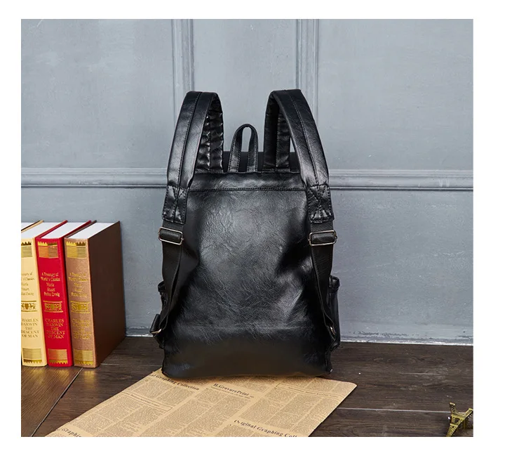 PU Travel Leisure Backpacks Vintage Men Leather Laptop Backpack Bag for Men Teenager Students Retro School Bags Casual Rucksacks (19)