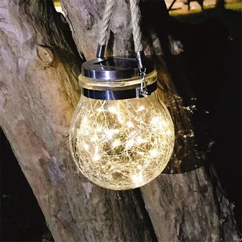 

2PCS Solar Crack jar pot string light outdoor chandelier solar lawn lamp Modern lawn garden landscape led yard light