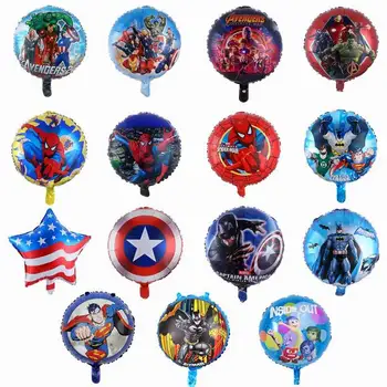 

50pcs/lot 18inch Superhero Mini Hand Stick Balloon Spiderman Batman Foil Ball Kids Birthday Party Supplies Baby Toys Decorations