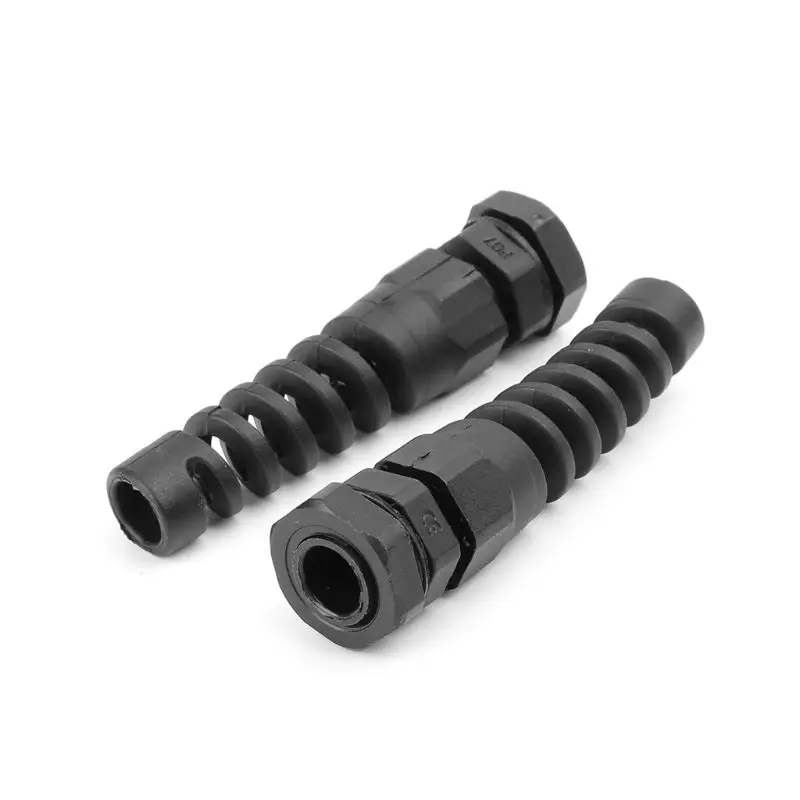 Electrical Connector Cable Gland 10pcs Waterproof M12 PG7 Cable Connectors Spiral Strain Relief Protector