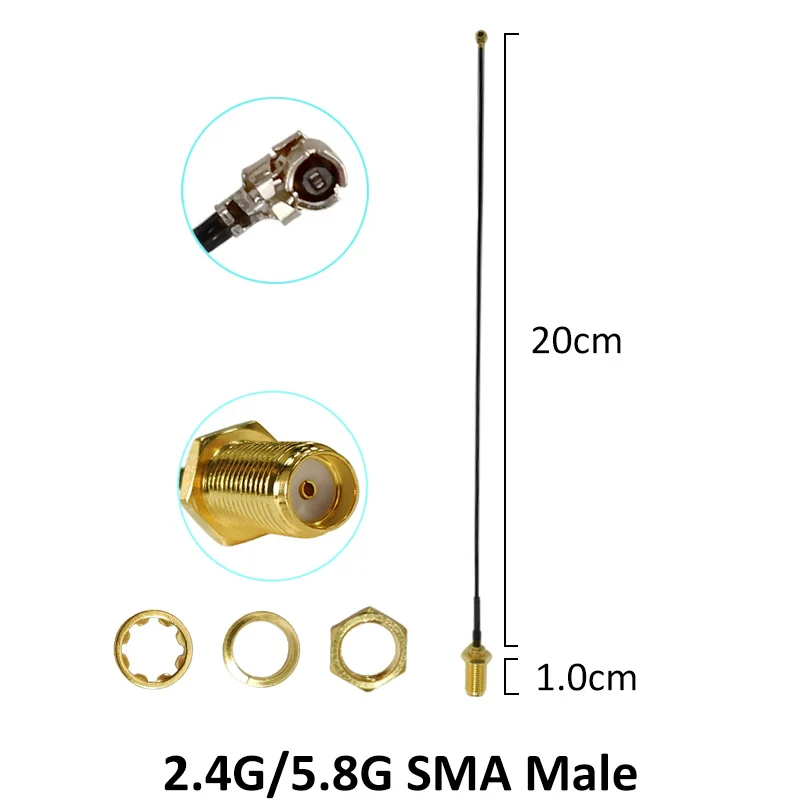 Grandwisdom 5pcs 2.4GHz 5GHz 5.8Ghz wifi Antenna 2.4 ghz 8dBi SMA Male Connector wi fi Antena + 21cm RP-SMA Male Pigtail Cable