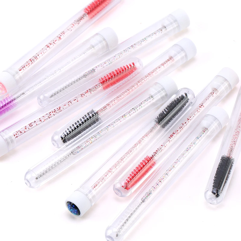 100pcs Diamond Eyebrow Brush Tube Empty Reusable Lash Mascara Wand Case Replaceable Crystal Eyelash Brush Dust-proof Makeup Tool