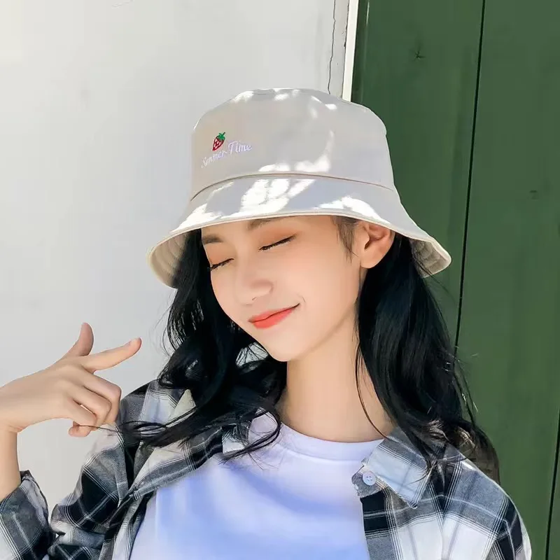 Women Pink Yellow White Black Fisherman Hat Fashion Cotton Bucket Hats High Quality Outdoor Travel Caps Gorras Gorro De Pescador