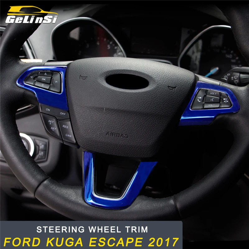 

GELINSI Steering Wheel Cover Frame Trim Sticker Interior Accessories For Ford KUGA Escape 2017 2018 Car Styling