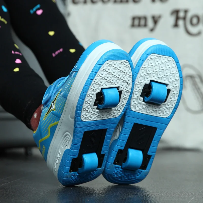 EUR 28-42 NEW Children Junior Roller Skate Shoes Kids Sneakers With Two heelies Boys Girls Wheels Shoes Adult Casual boys Shoes