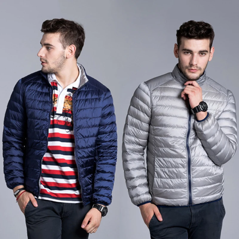 Double Side Wear Mens Ultralight Jacket Casual Autumn Winter White Duck Down Coat Windbreaker Overcoat Male Fashion Warm Parkas