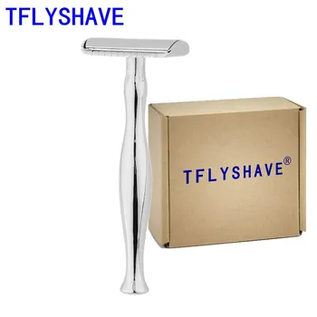 

TFLYSHAVE Men Safety Shaver Razor Closed Comb Double Edge Razor Zinc Alloy Classic Manual Shaver Long Handle Shaving Razor