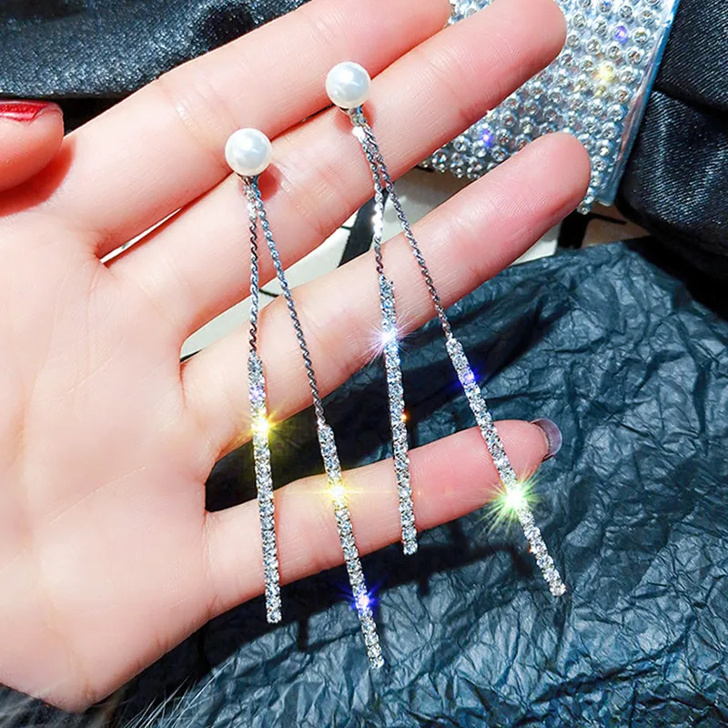 

Long tassel with pearl stud wholesale girls' earrings boucle doreille femme 2020 butterfly jewelry creoles d oreilles femme