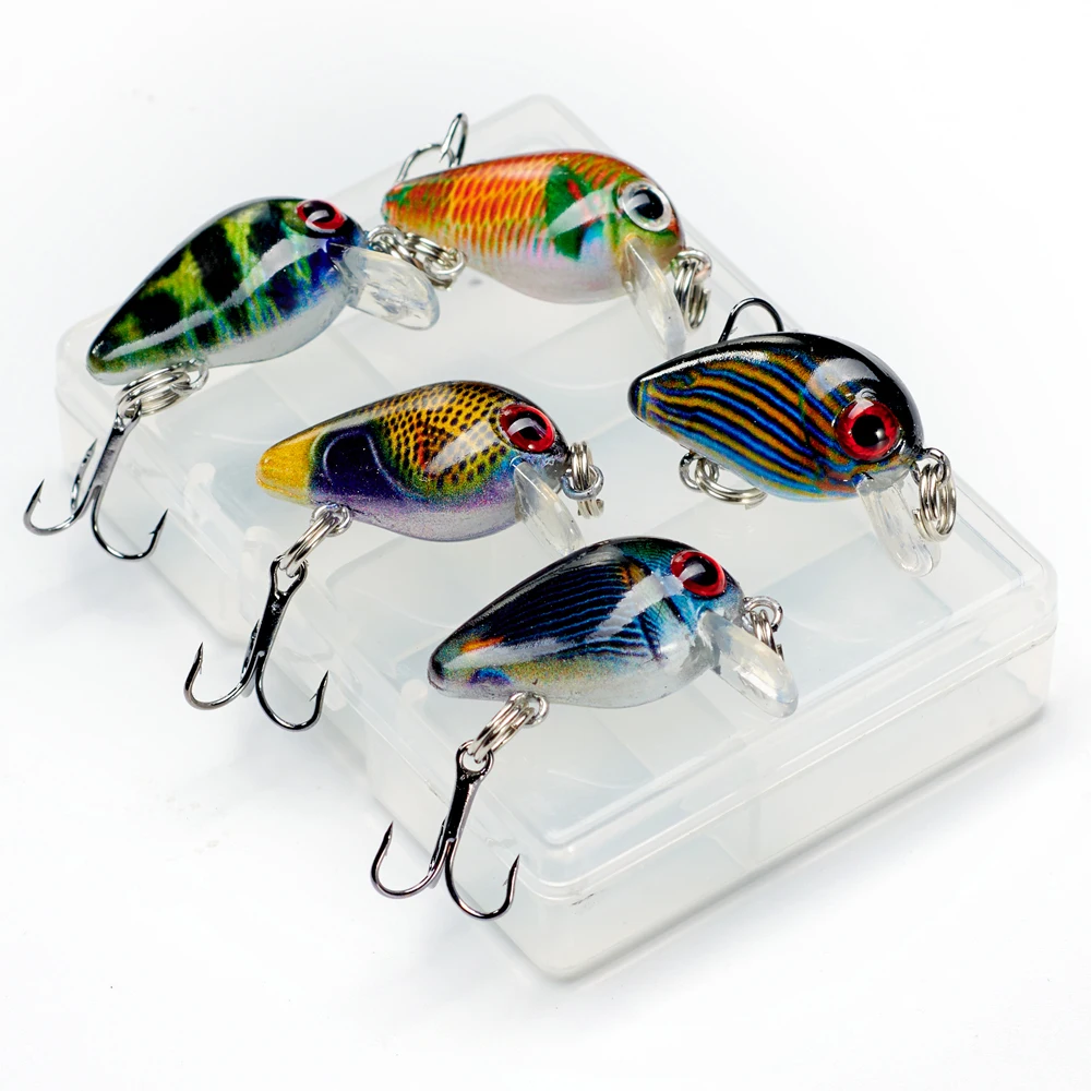

5pcs 1.5g 3cm Mini Wobblers Crankbait Fishing Lure Crank Artificial Hard Bait Floating Wobbler for Fish Bass Fishing Set Tackle