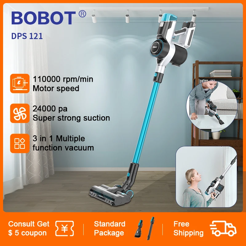 

BOBOT DPS121 Handheld Cordless Vacuum Cleaner Replaceable Battery Design Home Car Sweeping 23 Kpa Cyclone Suction Multifunctiona