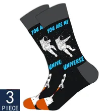 

Autumn and winter new geometric fruit female socks street socks astronaut pattern tube socks