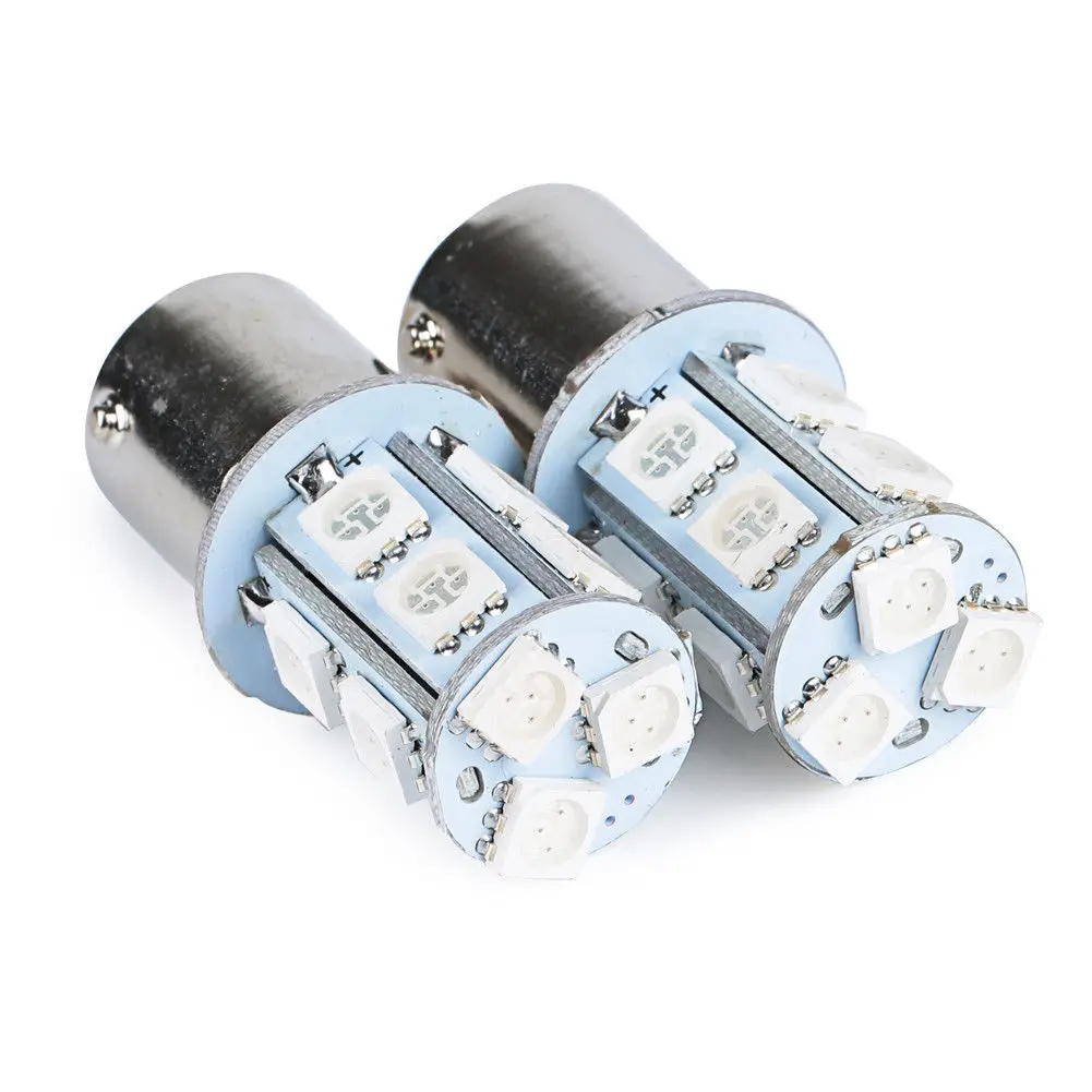 2 шт. светодиодные лампы BAY15D P21/5W 1157 13 5050 SMD с теплым белым светом 12 В 24 В|Сигнальная