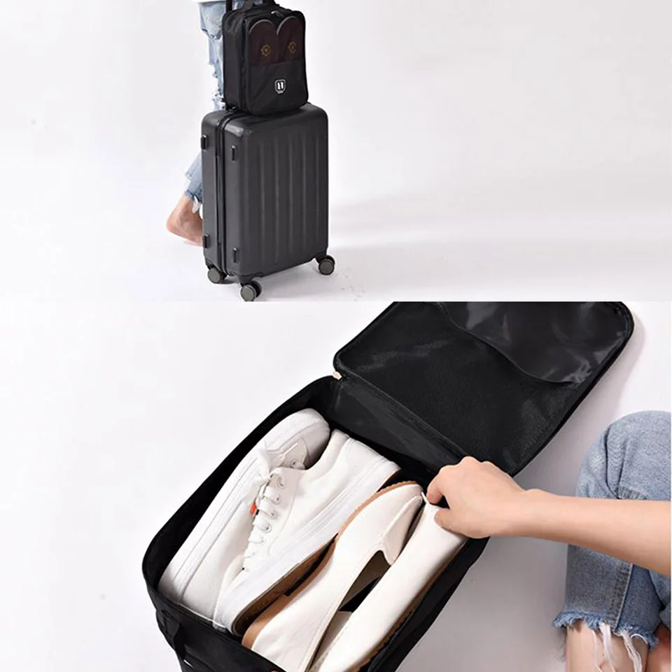 Дорожная Упаковка кубики для чемодана, 3 слоя, обувь на молнии, сумочка, сумки для косметики для хранения нижнего белья органайзеры для