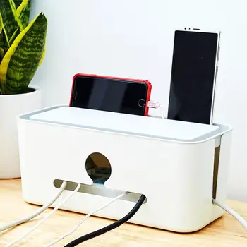 

Plastic Cable Tidy Storage Box Cable Management Box Drawer Organizer Box Power Strip Cover with Phone Tablet Holder stand
