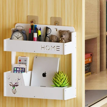 

Wall Hanging Storage Rack Makeup Organizer Dormitory Bedside Makeup Storage Box Wood Plastic Bathroom Cosmetics Organizer